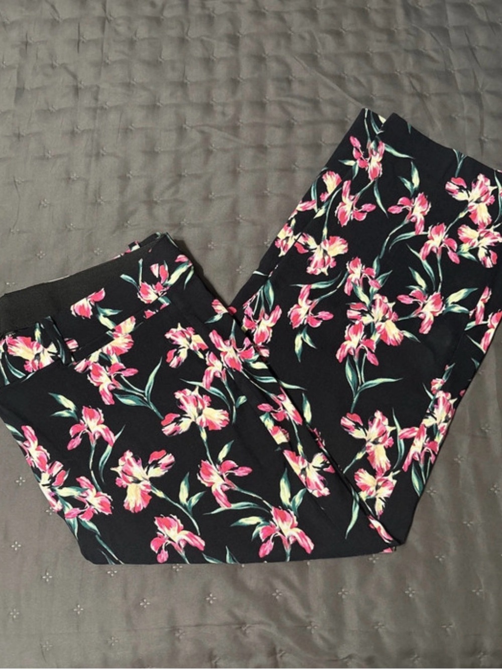 Lane Bryant Black Floral Capris